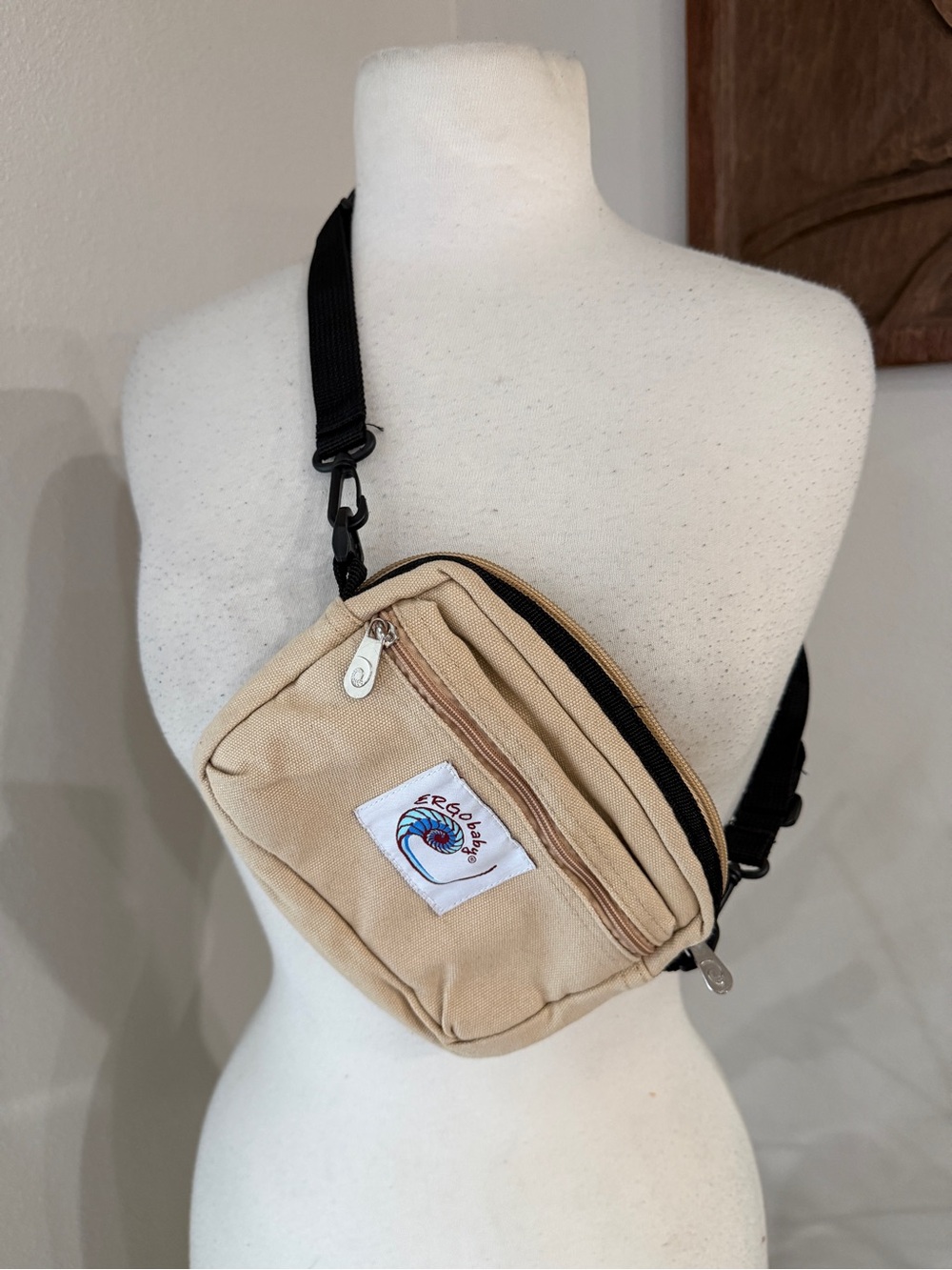 Ergo Baby Beige Canvas Crossbody Hip Bag Waist Pack Sling Purse